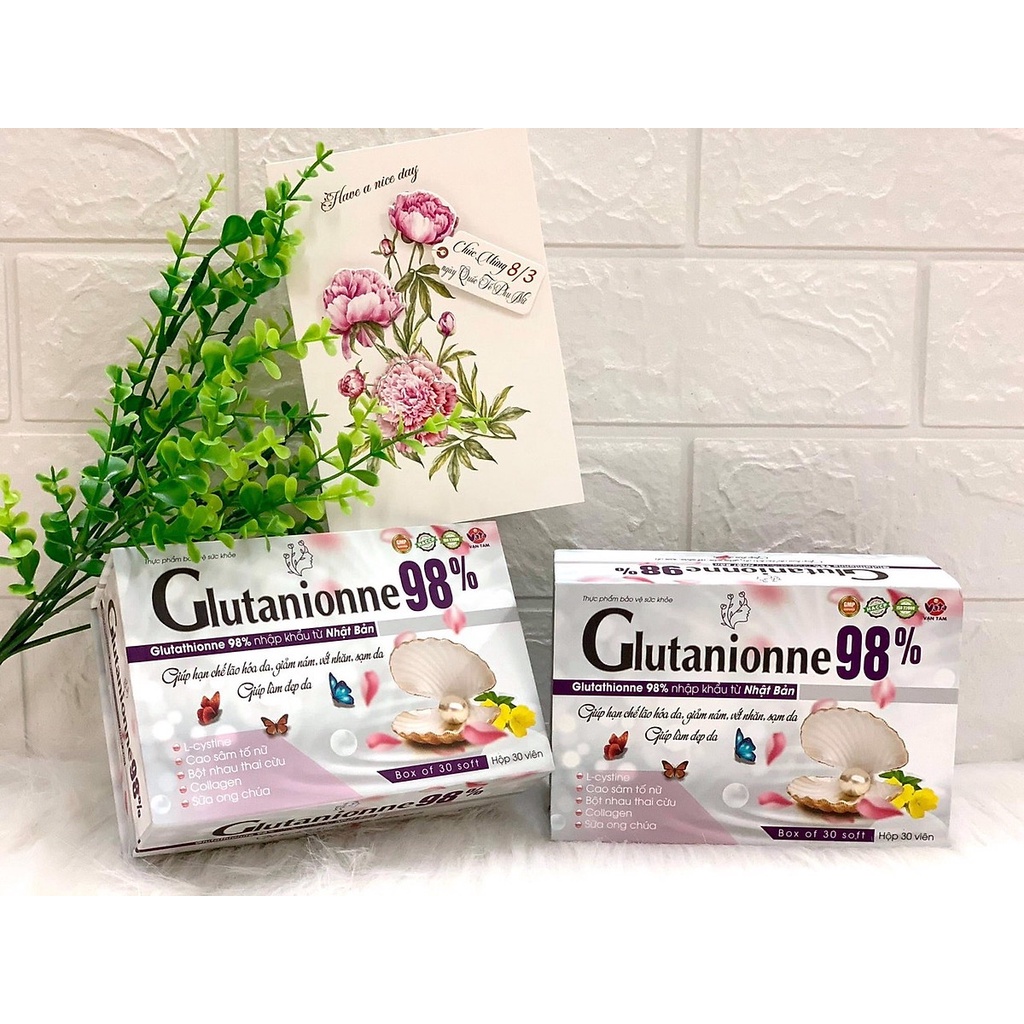 Viên uống trắng da Glutanionne 98% bổ sung Collagen và Glutathione giúp đẹp da giảm nám chống lão hoá cân bằng nội tiết