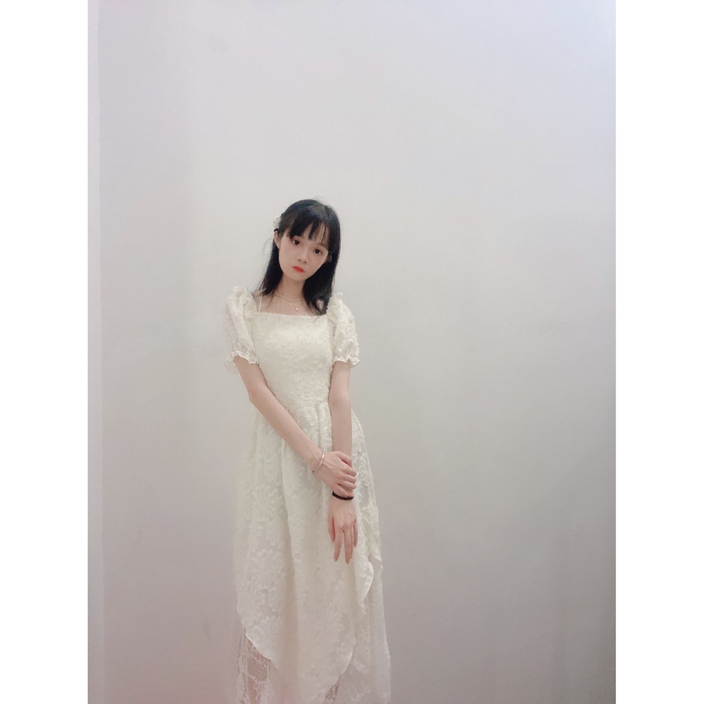 Váy ren thêu họa tiết xinh xắn phong cách retro dành cho nữ