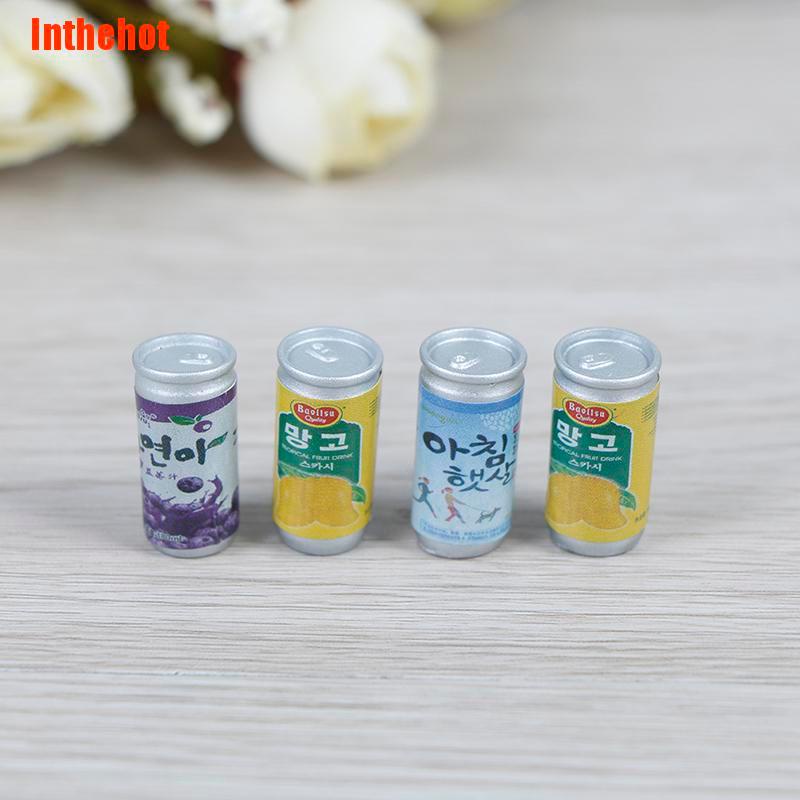 Set 4 mô hình lon nước mini tỉ lệ 1: 12 trang trí nhà búp bê