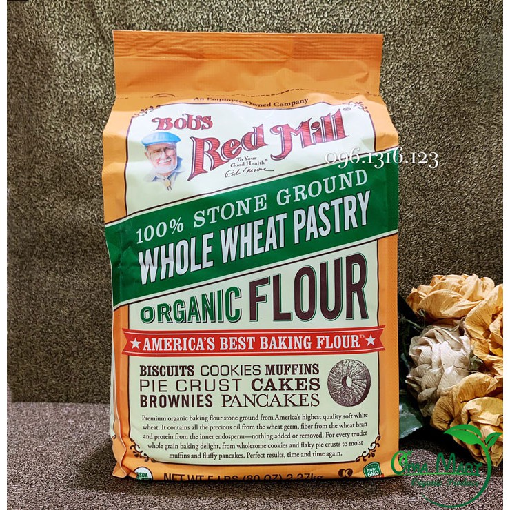 Bột mì nguyên cám mềm hữu cơ Bob's Red Mill 2,27kg