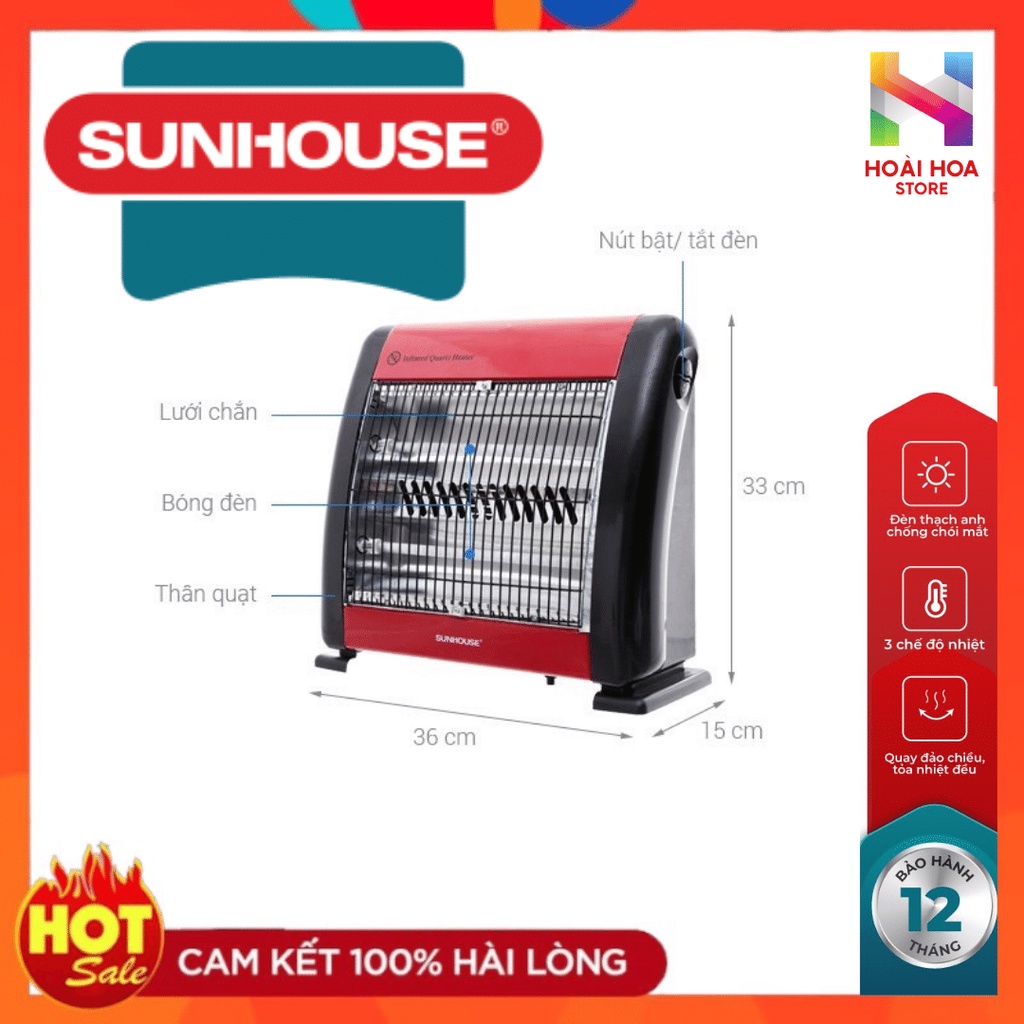 Máy Sưởi Sunhouse Quạt Sưởi Ấm Phòng Ngủ Đèn Sưởi Ấm Cho Bé