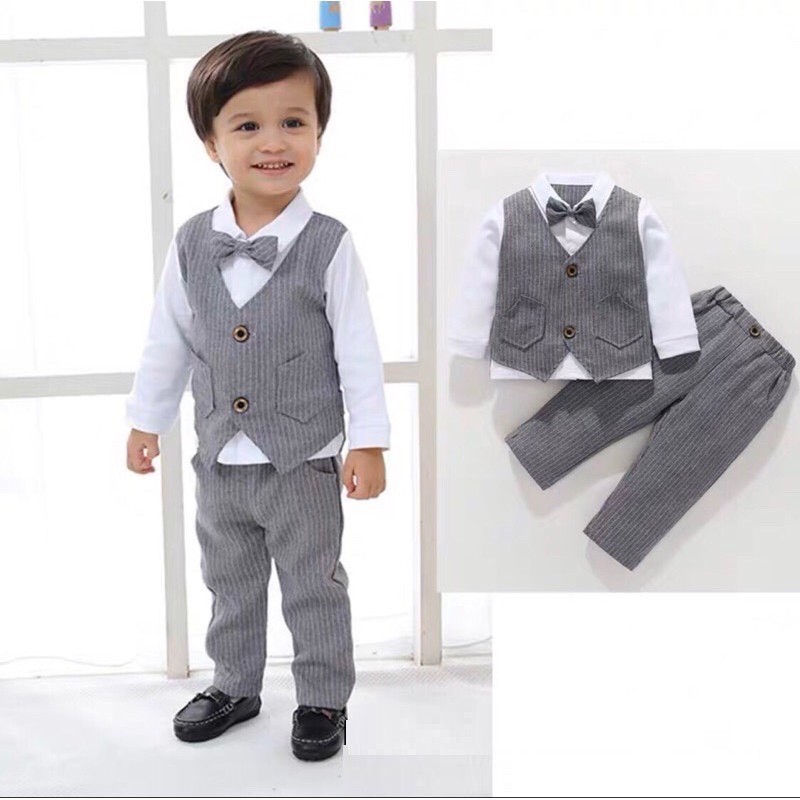 Bộ vest công tử QCCC set 4 chi tiết cho bé trai cao từ 80-120cm