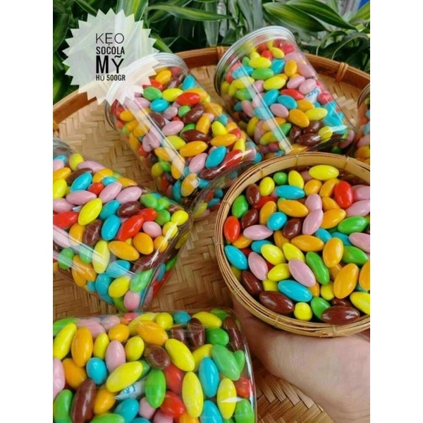 Kẹo Nhộng Socola 7 Màu, Kẹo Tuổi Thơ Hũ 500G