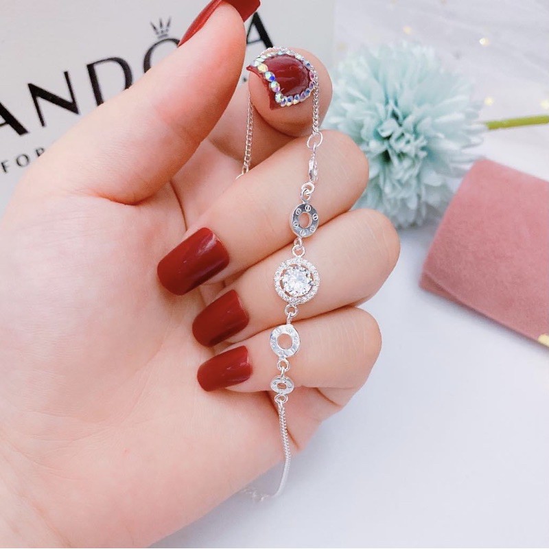 Lắc tay nữ Bạc ta đính đá sáng bóng - Vàng bạc Khải Khải