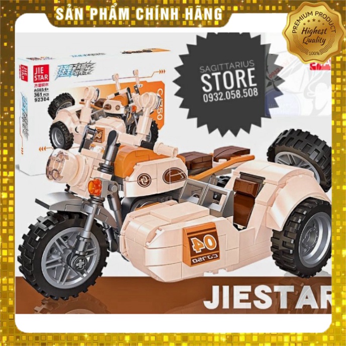 Lego Jiestar 92304 Lắp Ráp Siêu Moto 3 Bánh Chang Jiang CJ750( 361 Mảnh ) [Hàng Có Sẵn]