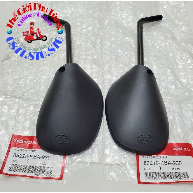 Kính hậu - Kiếng hậu Wave thái gọng xi, đen zin Thái Lan - 88220-KBA-930 /88210-KBA-930 /88220-KFL-D20 /88210-KFL-D20