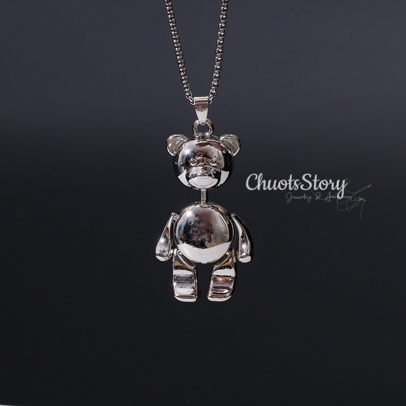 Vòng cổ titan không gỉ hình Gấu Teddy, dây chuyền nam nữ unisex cá tính- VCT0019 - ChuotsStory