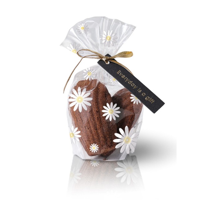 Túi kẹo hoa cúc size 10x15,5x3 cm 1 bich 100 túi luôn ruy băng vàng- túi nhỏ, túi lớn 1 bịch 50 túi