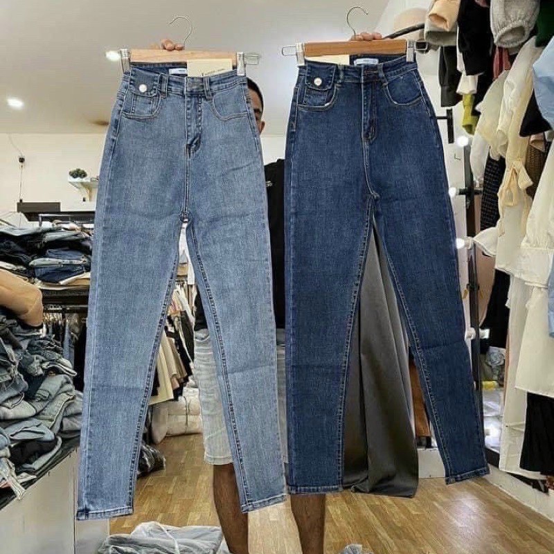 Quần Bò Ôm Cạp Cao Co Dãn Like Túi Vuông Siêu Đẹp