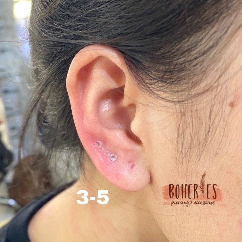 Boheries/Khuyên trong suốt, khuyên bioflex, khuyên nhựa vô trùng không kích ứng