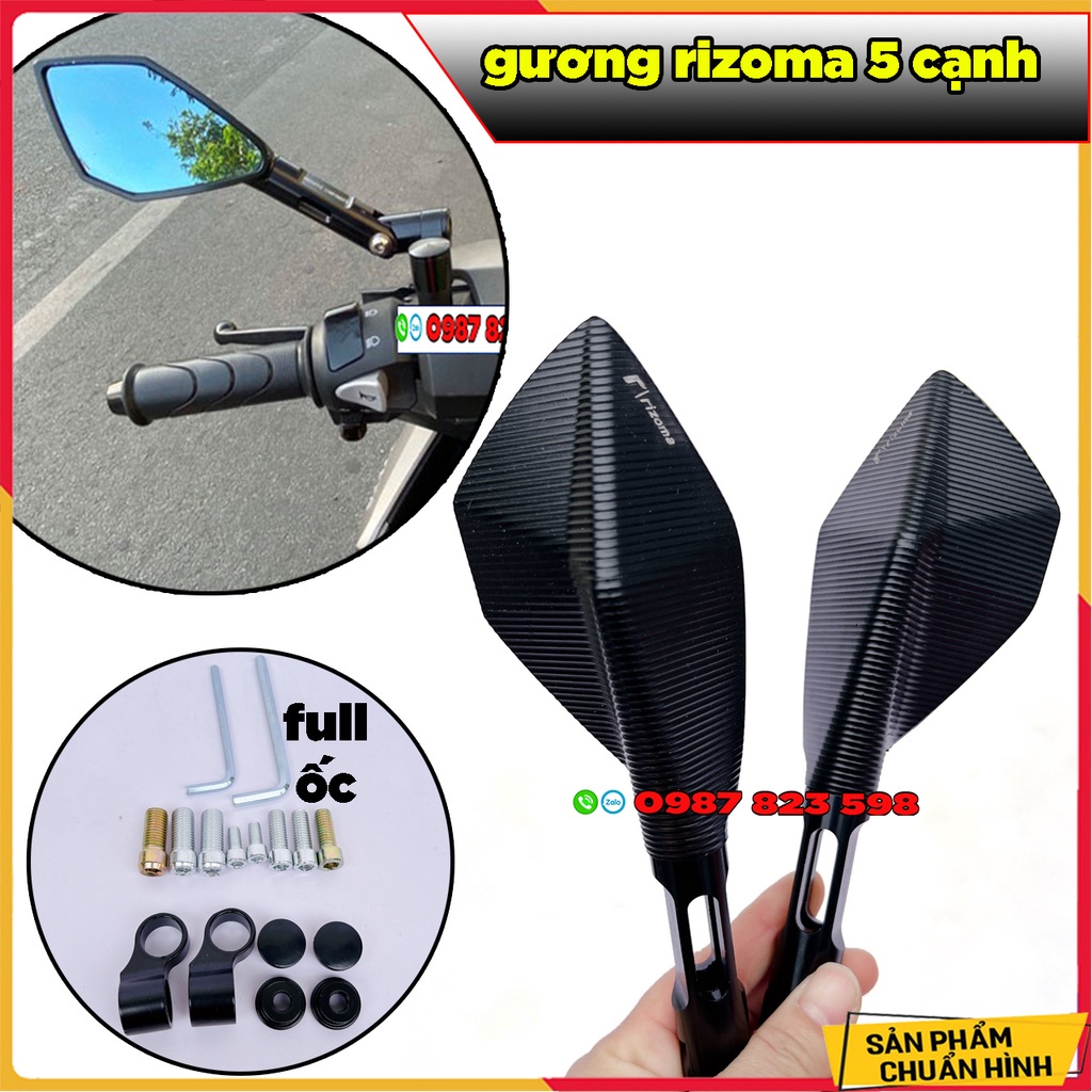 ★ Gương Hậu 5 Cạnh Rizoma Loại Nhỏ (Giá 1 Cặp) ★