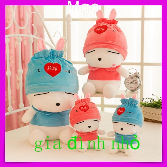 [Qùa Tặng Người Yêu] Gấu Bông Teddy Bear Hình Con Thỏ Baby, Thú Nhồi Bông Thỏ Trắng Mặc Áo Siêu Dễ Thương Size 35cm 65cm