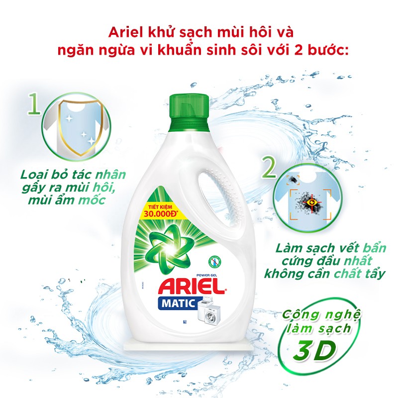 Bán hàngCombo 2 Túi Nước Giặt Máy Ariel Matic Đậm Đặc Sạch Nhanh 2.3kg