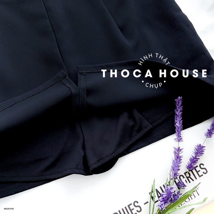Chân váy công sở dáng A ngắn xẻ sau trơn đen THOCA HOUSE basic tôn dáng cực xinh