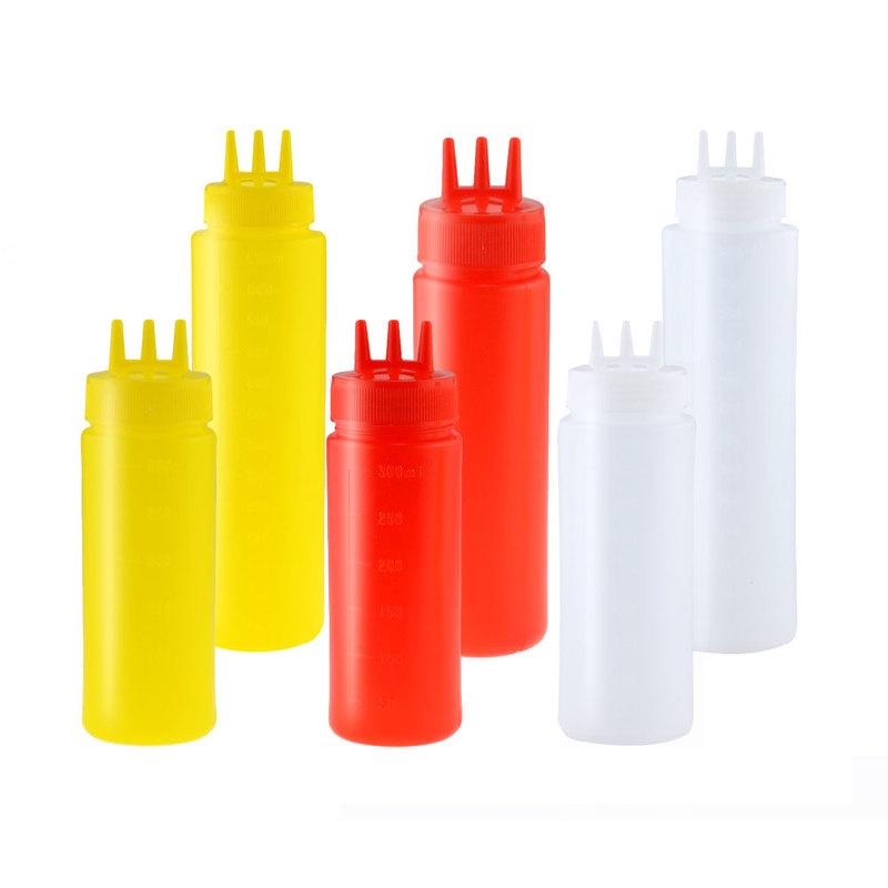 Bình nhựa đựng nước sốt 3 lỗ 450/650ml tiện dụng cho nhà bếp