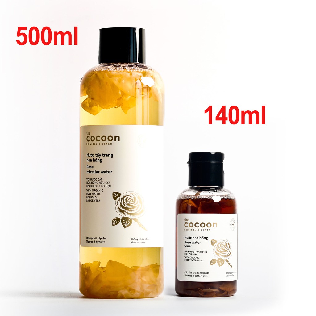 Combo Nước hoa hồng cocoon 140ml VÀ Nước tẩy trang hoa hồng cocoon 500ml