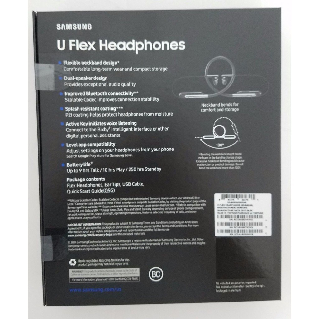 Tai Nghe Nhét Tai Bluetooth Không Dây Samsung U Flex Eo-bg950