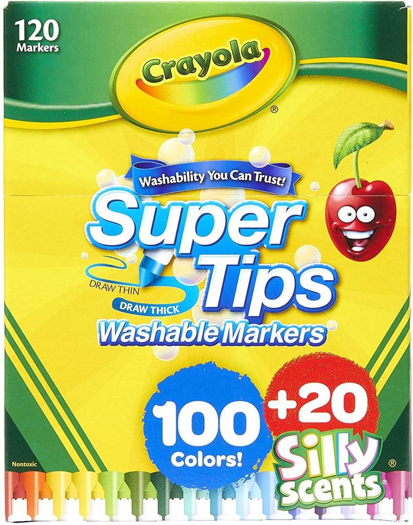 BÚT LÔNG TÔ MÀU NÉT MẢNH & DÀY CRAYOLA 120 CÂY Washable & Silly Scents (CÓ THỂ RỬA ĐƯỢC)