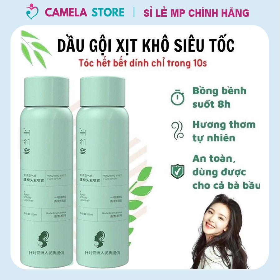 Dầu gội đầu khô siêu tốc 150ml dạng xịt giúp tóc bồng bềnh, không dầu, không bết suốt 8 tiếng