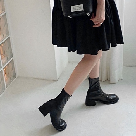 MURIOKI Bốt nữ chất liệu da Pu cao cấp, Boot nữ khoá kéo sau, lót nỉ êm