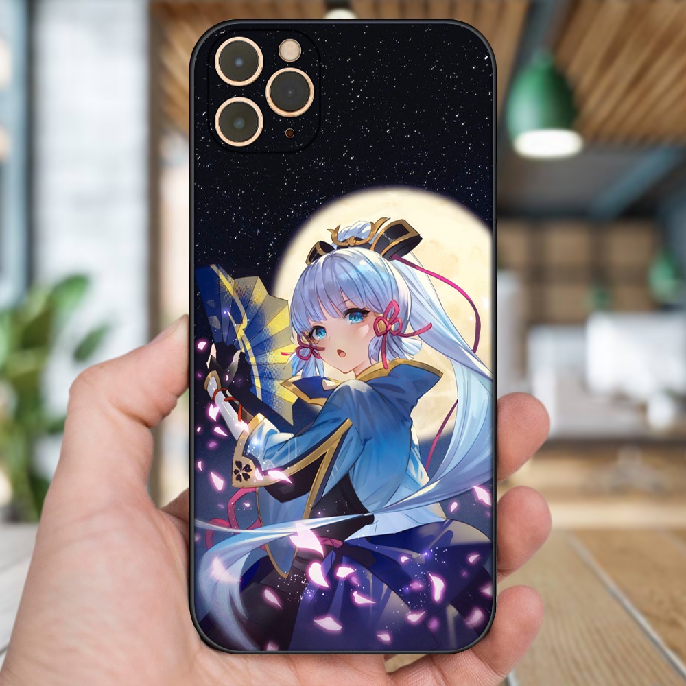 Ốp lưng iPhone 11 Pro Max dẻo đen cạnh vuông in hình Ayaka Genshin Impact