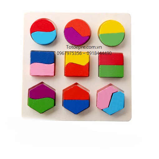 Đồ chơi gỗ giáo cụ Montessori combo 3 bảng lắp ghép hình khôi