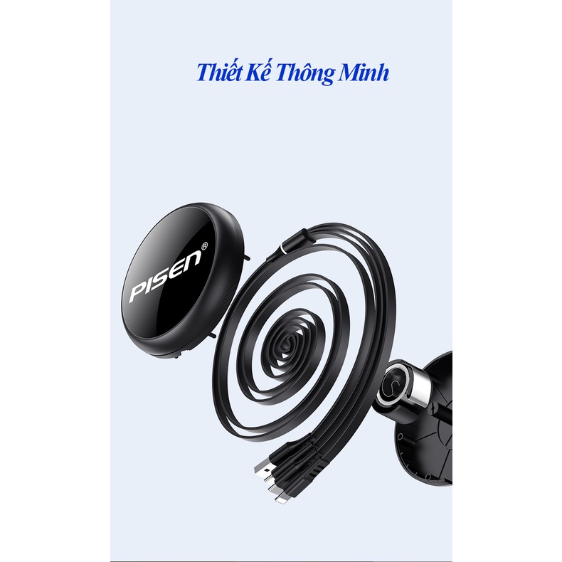 Dây Cáp Sạc 3 Đầu Pisen 3 in 1 Sạc Nhanh 3A Thiết Kế Sang Trọng Thông Minh 88Mobile