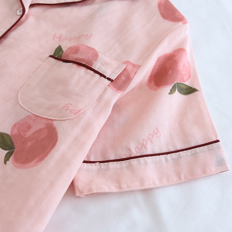 Bộ Đồ Ngủ Pijama 3 Món Bằng Cotton Nguyên Chất Hai Lớp In Họa Tiết Thời Trang Cho Nữ