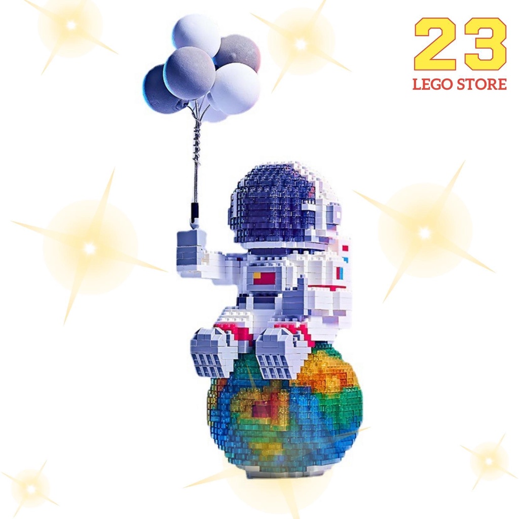 Bộ đồ chơi lắp ghép Phi hành gia Cầm bóng bay Balloon Astronaut, tặng kèm đèn led phát sáng