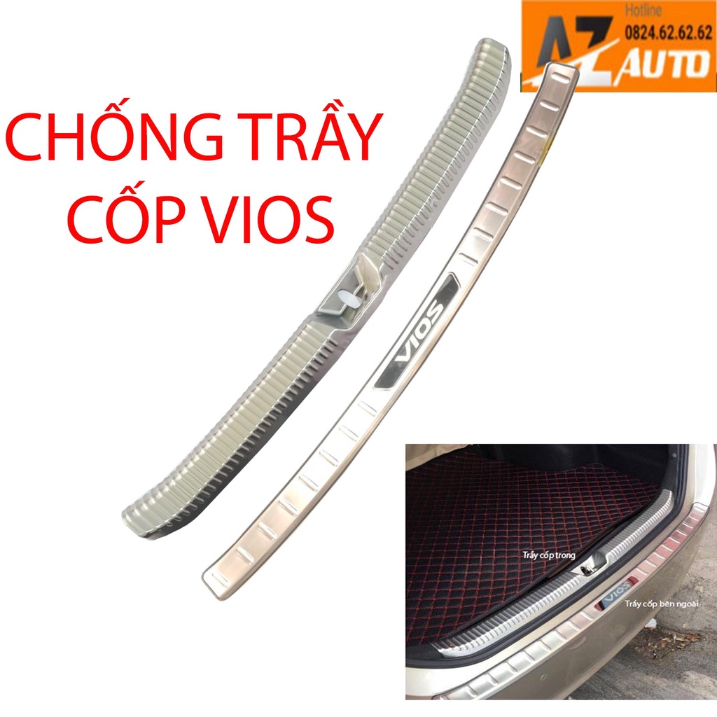 Chống trầy cốp vios 2019-2021, ốp cốp Toyota vios 2019-2021 CHất liệu innox sáng bóng - cao cấp nhất thị trường