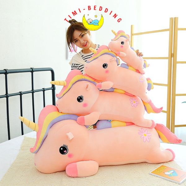 Gấu bông ngựa hồng pony ngộ nghĩnh đáng yêu đáng đồng tiền bát gạo kích thước 80cm và 100cm - Timibedding