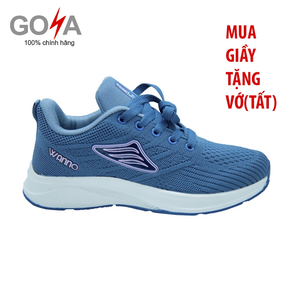 Giày Thể Thao Nữ Goya Wanno 221 màu Xanh xiên Hồng Form ôm chân, giày cực nhẹ, thoải mái và thời trang