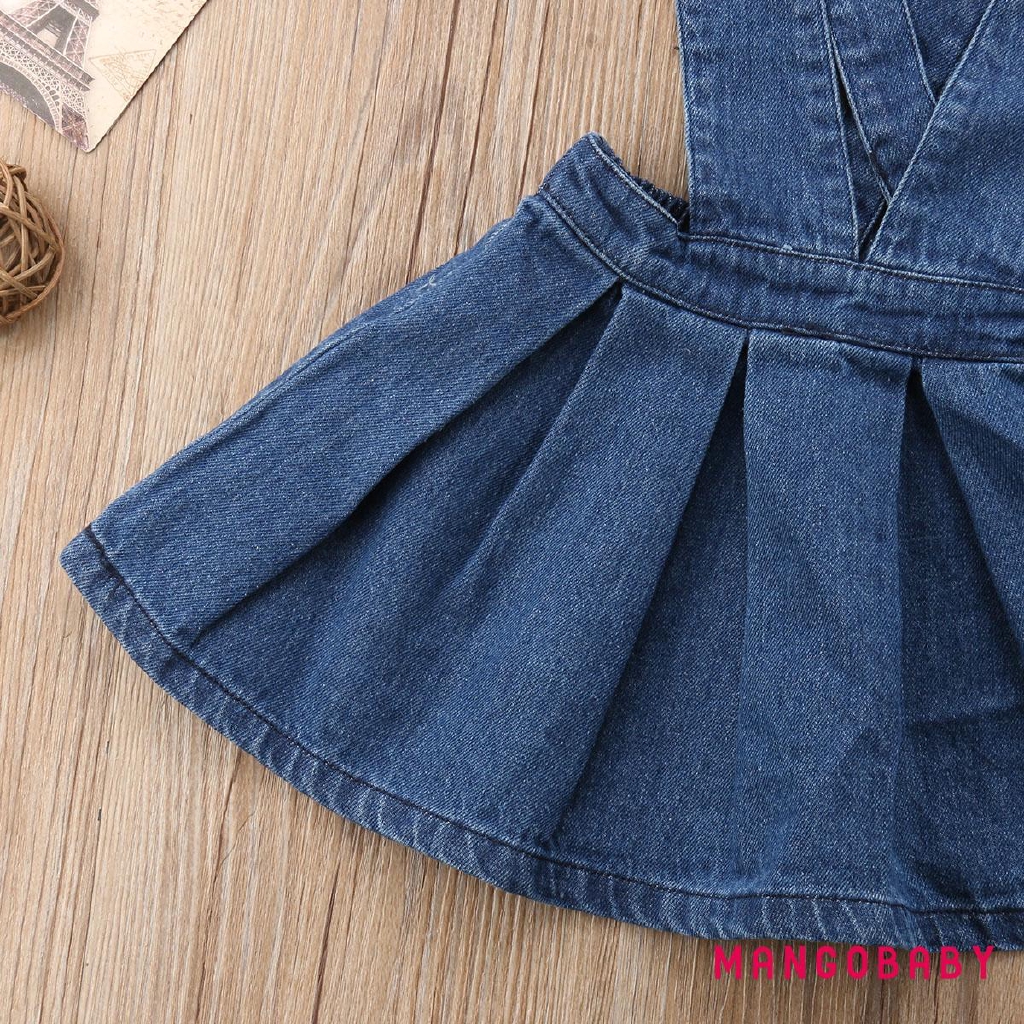 Đầm yếm denim dạng xoè cho bé gái