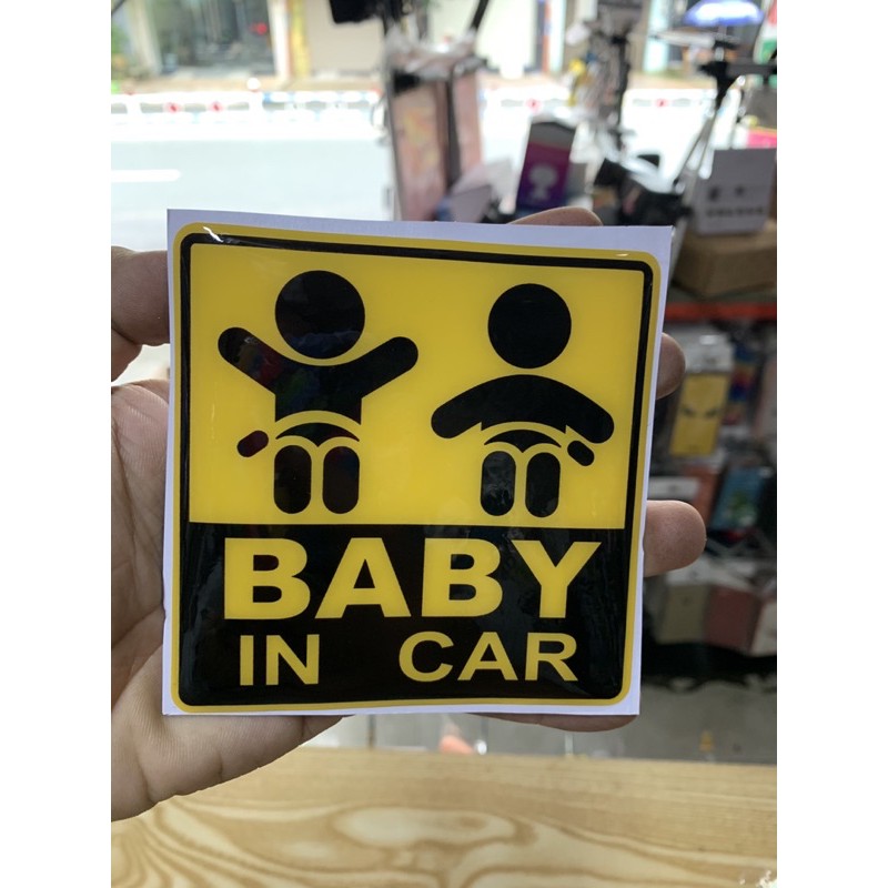 Dán logo Baby in car silicone đúc dẻo dày 0.2mm