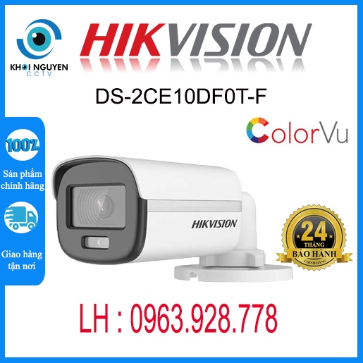 Camera HD-TVI thân trụ có màu ban đêm 2MP (ColorVu) HIKVISION DS-2CE10DF0T-F