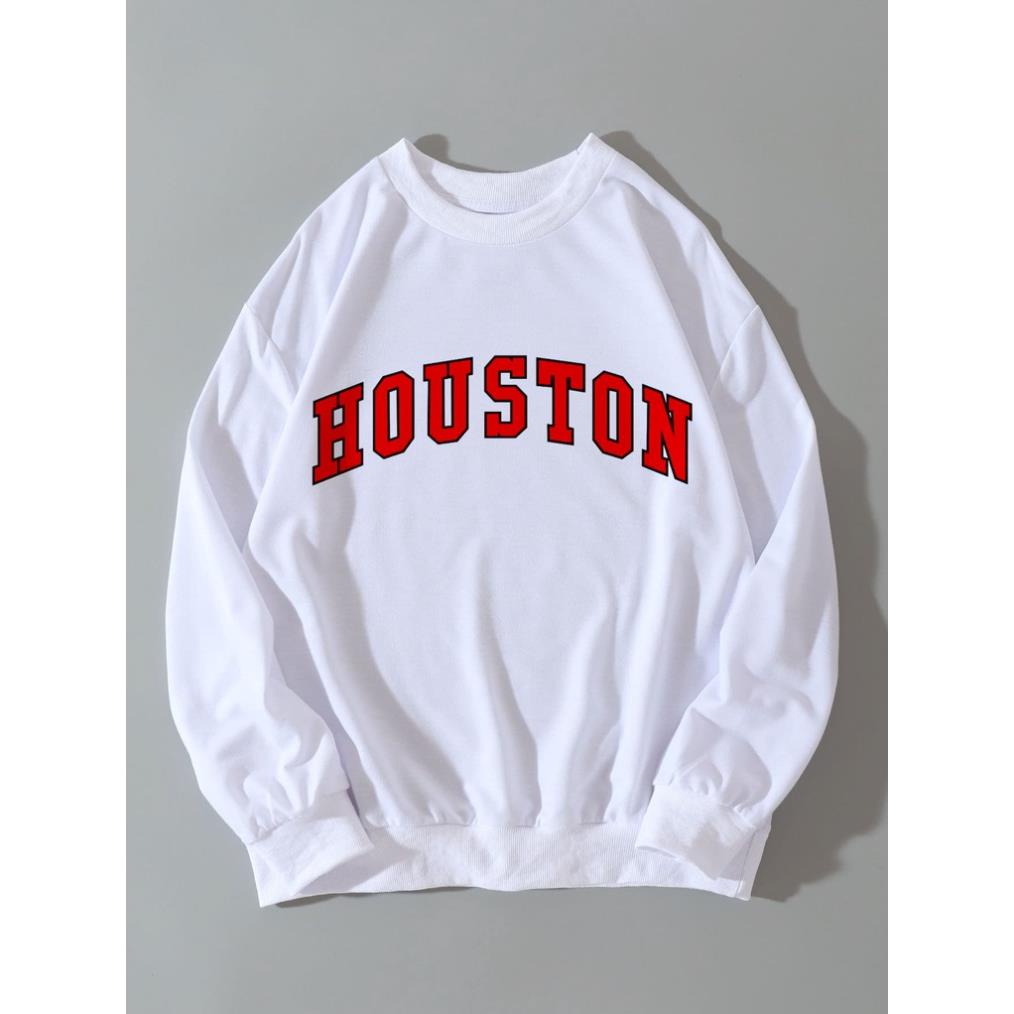 Áo Sweater Houston áo trắng chữ đỏ basic  (N364)