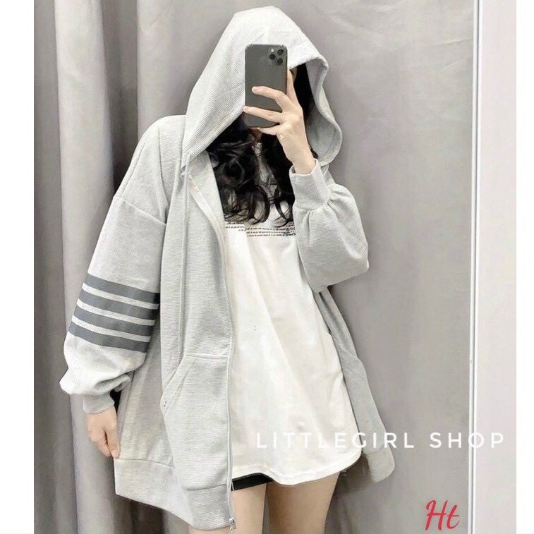 Áo Khoác Nỉ Chống Nắng Nam Nữ Tay Viền kẻ 4 sọc một bên siêu hot  Chống Tia UV Cao Cấp TP125