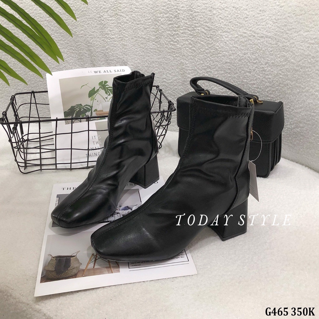 Giày boot nữ cổ thấp 5p Today Style chất da mềm G465