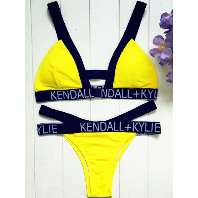 [BKN155] <ÂU> SET BIKINI VÀNG CẠP CHỮ KENDALL