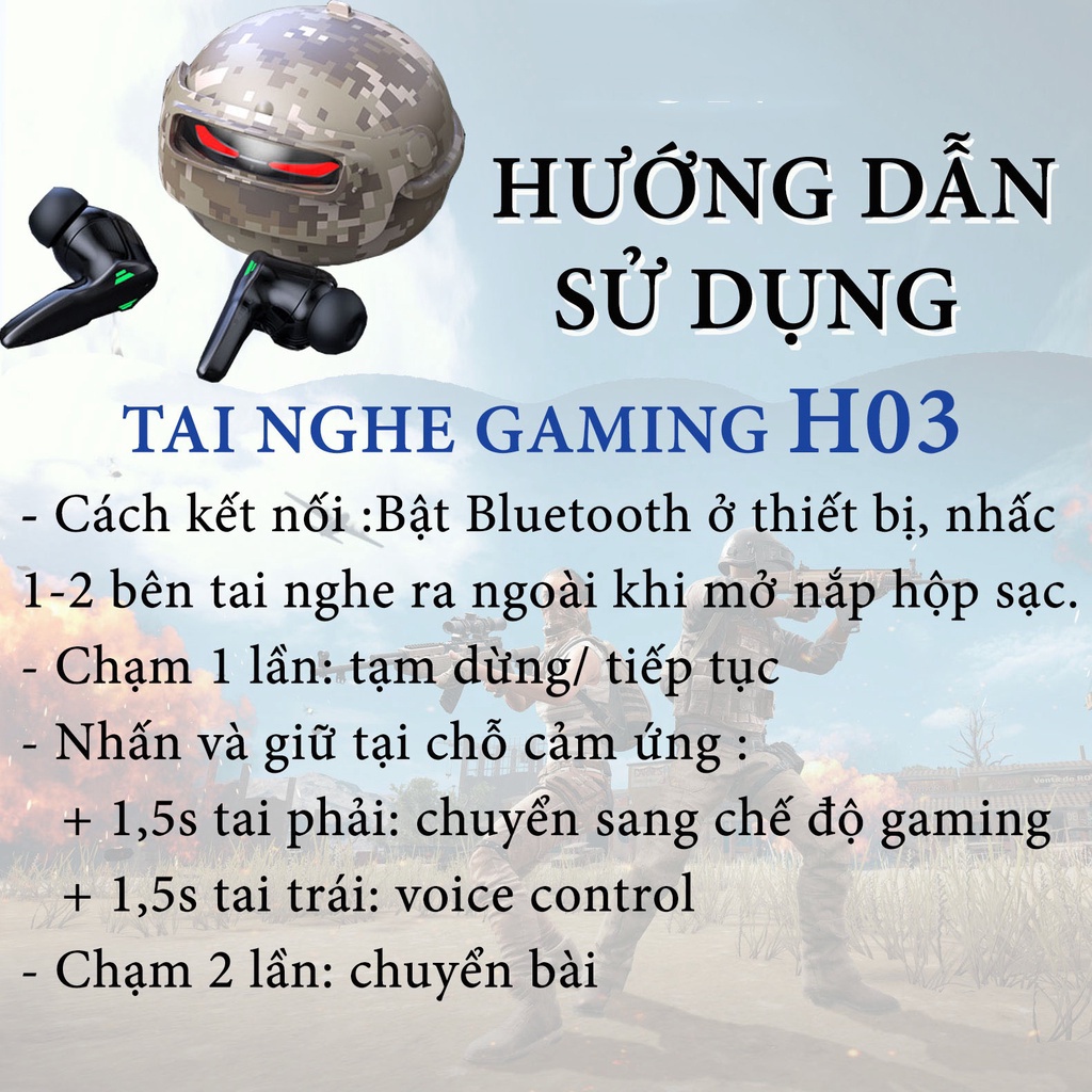 Tai Nghe Gaming H03 Tai Nghe Không Dây Bluetooth 5.3 Âm Thanh HIFI Có Mic Chống Ồn Pin Trâu Độ Trễ Cực Thấp