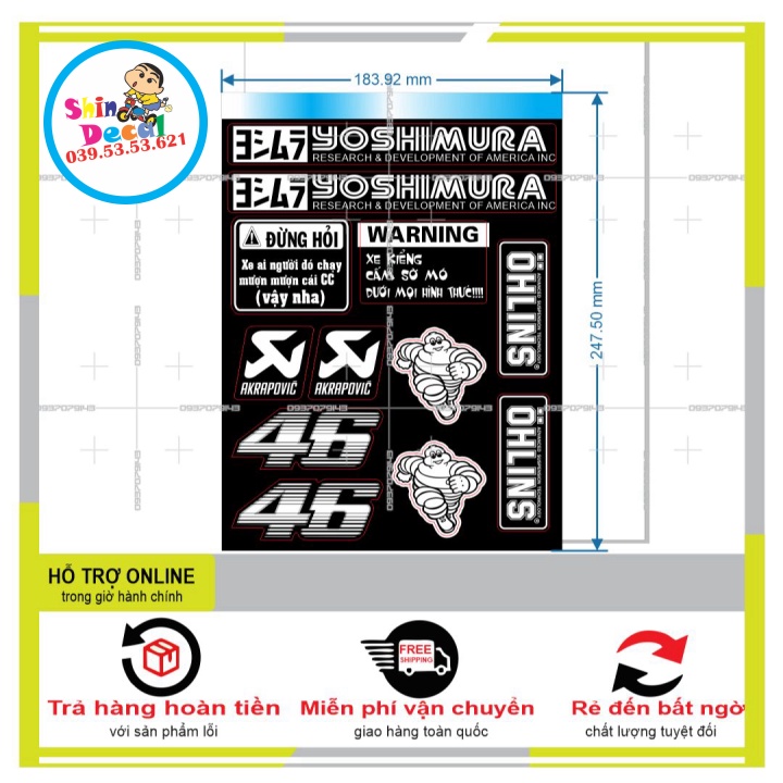 SHINDECAL- LOGO STICKER TRẮNG ĐEN 007