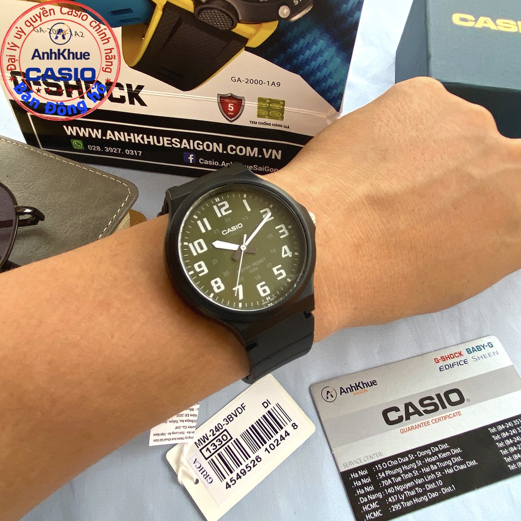 Đồng hồ nam Casio MW-240 Đồng hồ Casio chính hãng Anh Khuê đồng hồ kim đẹp Chống nước 50m