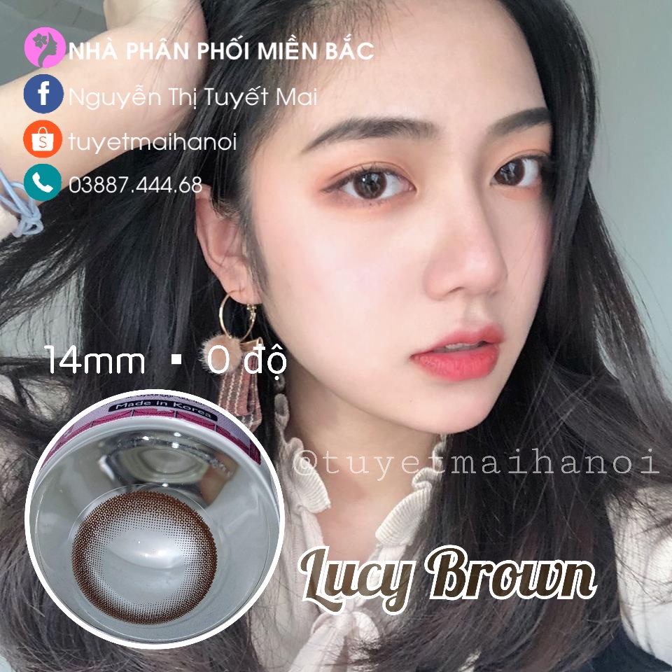 Lens Màu Nâu Tự Nhiên Không Giãn Lucy Choco 14mm - Kính Áp Tròng Hàn Quốc Vassen Sexy Me