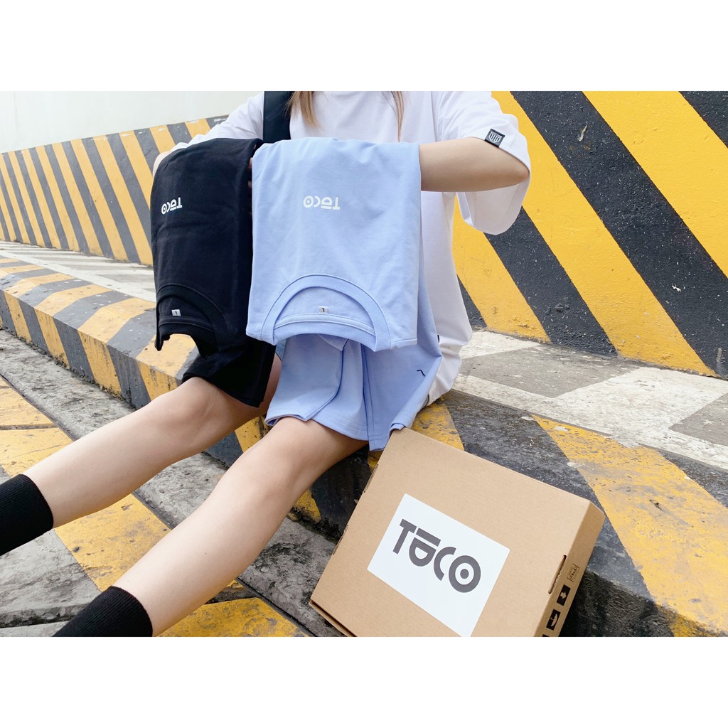 Áo thun tay lỡ basic tee TUCO blue white xanh chữ trắng, áo phông cotton form rộng OVERSIZE unisex nam nữ local brand