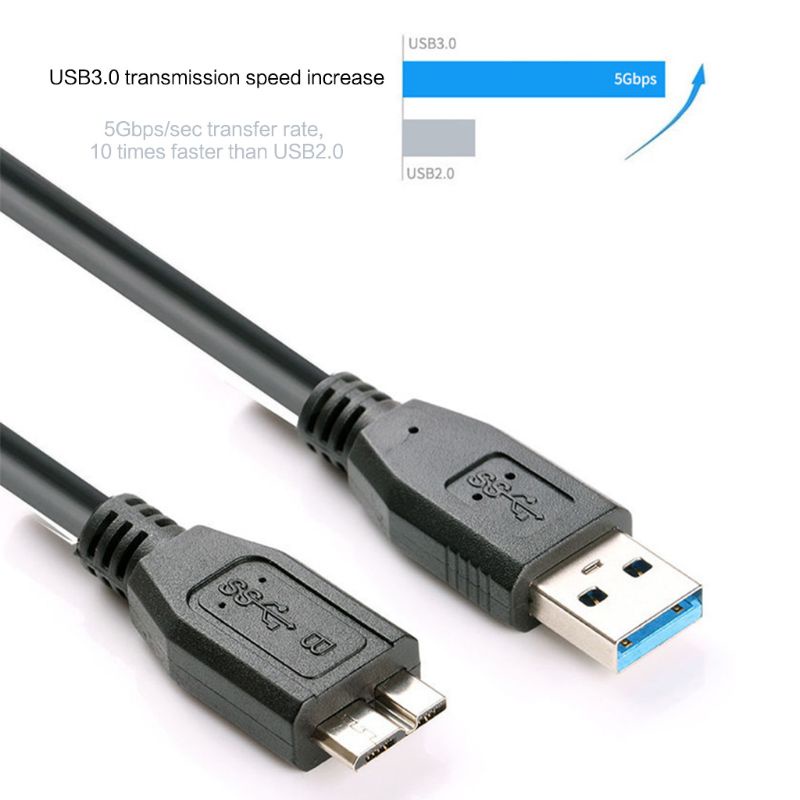 Rx Dây Cáp Truyền Dữ Liệu Mini Usb 3.0 Đầu Cắm A Sang Đầu Micro B Dài 30cm Màu Đen Cho Ổ Đĩa Cứng Ngoài