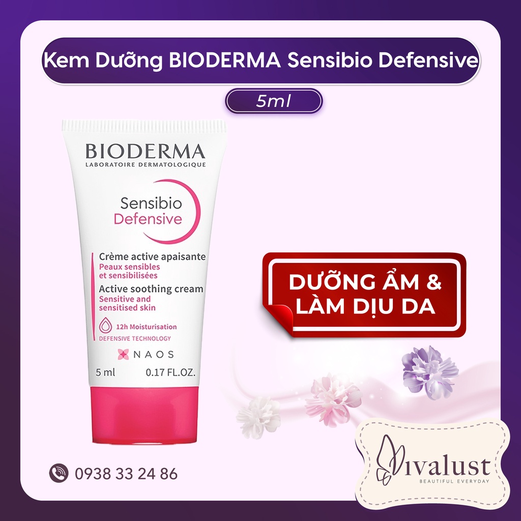 [Mini 5ml] Kem dưỡng ẩm và làm dịu da, dành cho da nhạy cảm Bioderma Sensibio Defensive