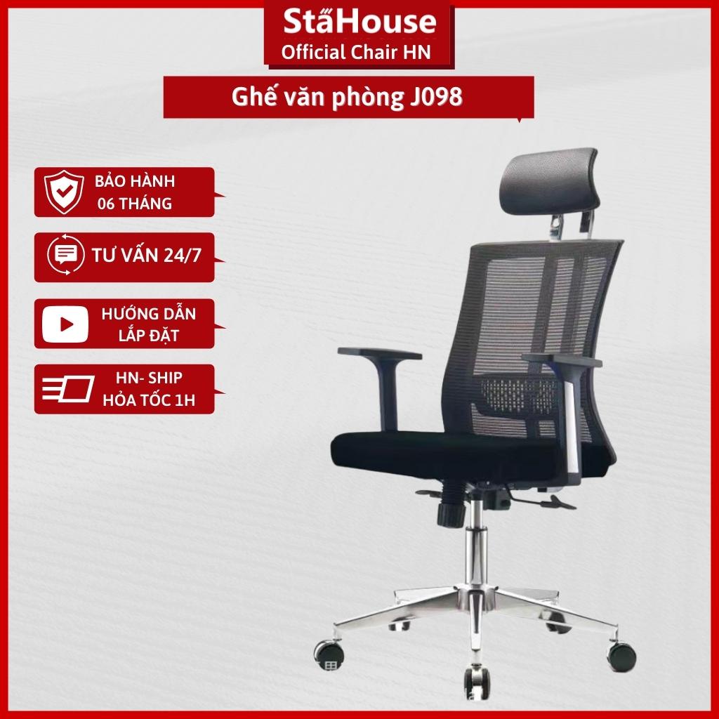 Ghế Công Thái Học Văn Phòng Ngả Lưng Thư Giãn, Nệm Bọc Mút Xốp Cao Cấp Stahouse Official Chair HN GVP J098