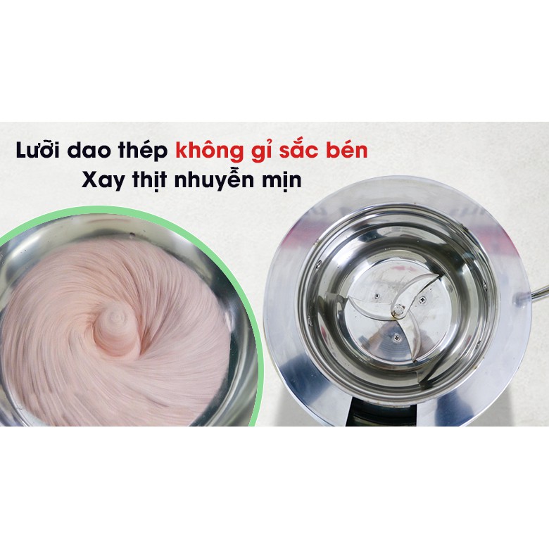 Máy xay thịt làm giò chả Mini 2 kg/mẻ NEWSUN, máy xay nhỏ gọn an toàn, chất liệu inox cao cấp