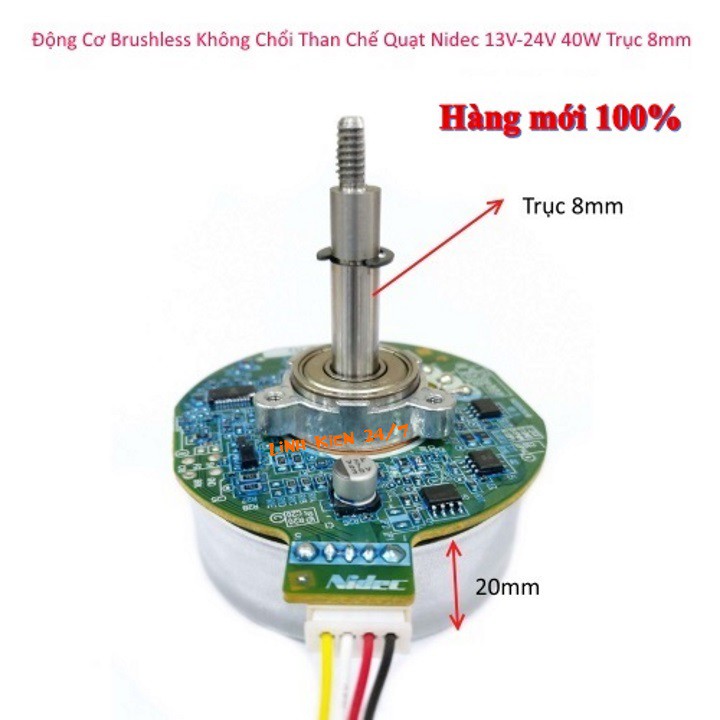 Động Cơ Brushless Không Chổi Than Chế Quạt Nidec 13V-24V 40W Trục 8mm