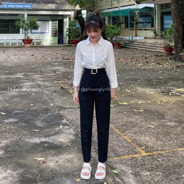 Quần tây nữ lưng cao , quần tây ống suông bagy đen nữ ,quần tây công sỡ nữ chất vải tuyết mưa cao cấp PLQ77